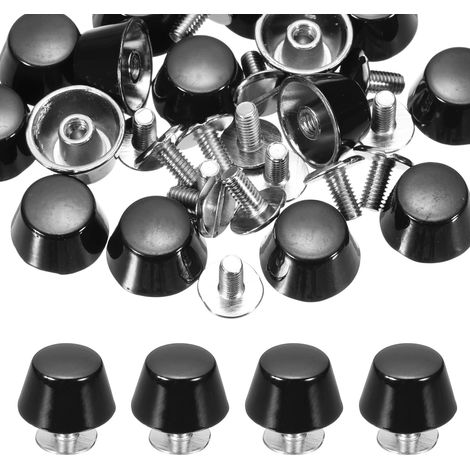 15 Sets 12mm Vis À Tête Plate Rivet Rond Clou Noir Brillant (1/5)