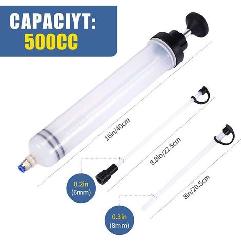 ALLIANDISSeringue d'aspiration – Pompe de transfert 500 cc, pompe d'aspiration, extracteur d'huile d'engrenage, de liquide de frein et d'antigel – Pompe à main (1/3)