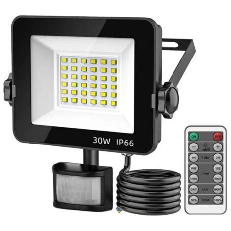 royaluxe-30W Projecteur LED Detecteur de Mouvement,6500K Blanc Froid,IP66 Etanche Super Lumineux Eclairage Exterieur,Éclairage mural d'extérieur pour Jardin, Patio, Garage (1/4)