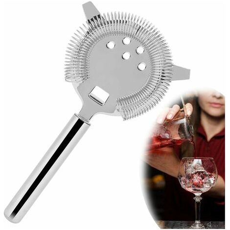 2pcs Cocktail Ice Filter Stainless Steel Cocktail Strainer Shake Cocktail Filter Drink Filter Silver Bar Stainless Steel Ice Filter Cocktail Shaker Ice Blocking Strainer (1/5)