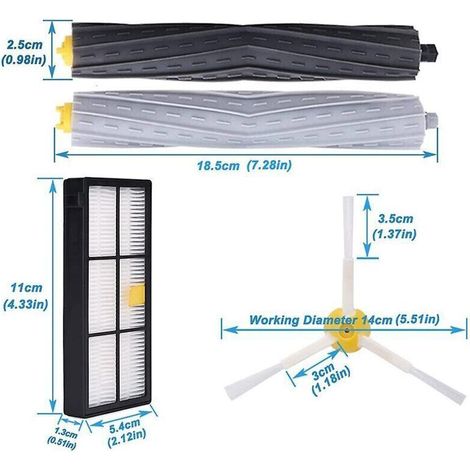 Kit di ricambi per robot aspirapolvere Roomba serie 800/900 (860, 870, 880) – 14 pezzi in plastica ad alta resistenza