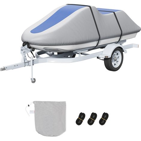 VEVOR Copertura per Moto deAcqua, Copertura PWC Impermeabile Rimorchiabile da 3200-3420 mm, Tessuto Oxford PU di Grado Marino 600D, Copertura Resistente ai Raggi UV con Cinghie, Copri Barche Yacht
