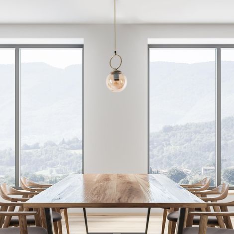 Lustre scandinave Glam, hauteur 70 cm, diamètre 16 cm, 100% métal, finition cuivre, culot E27, max 40 W, éclairage élégant pour les espaces modernes (1/5)