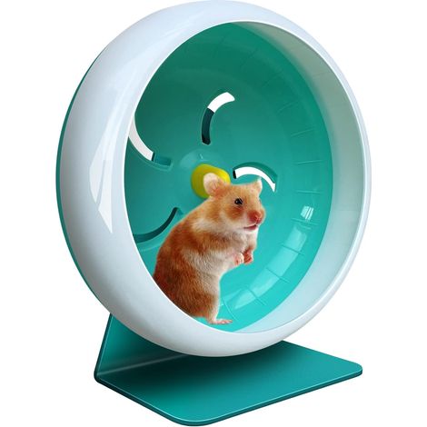 Roue Hamster Silencieuse, Roue d'Exercice Super Silencieuse, Support Réglable pour Gerbilles, Souris et Petits Animaux de Compagnie 17.8 cm (Bleu)