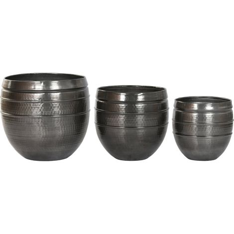 Macetero Set 3 Aluminio 40X40X40,5 Gris Brillante (1/4)
