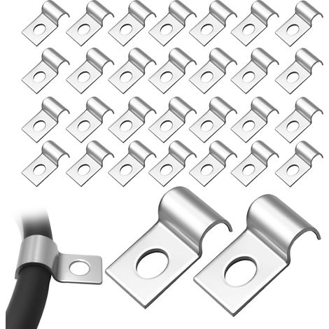30 pezzi di fissaggi rigidi per rete metallica a parete, clip in acciaio inox per rete metallica, morsetti a U a foro singolo, per il fissaggio di cavi, tubi e rete metallica rigida in casa (5 mm, per (1/5)
