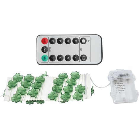 Dekorative Lichterkette mit Glücksklee-Motiv, 40 LEDs, 3 Meter, warmweiß, ideal für Gartenpartys (1/5)