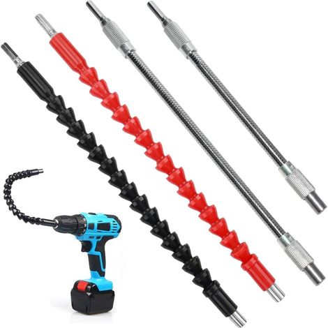 4 Pièces Rallonge Flexible pour Perceuse (200 mm et 300 mm) Rallonge D'arbre de Perçage Flexible, Extensions de Tournevis Flexibles, 1/4'' Tige Hexagonale, pour Perceuse Tournevis (1/5)
