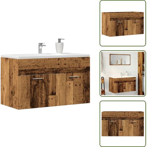 vidaXL Waschbeckenunterschrank Altholz-Optik 80x38,5x46 cm