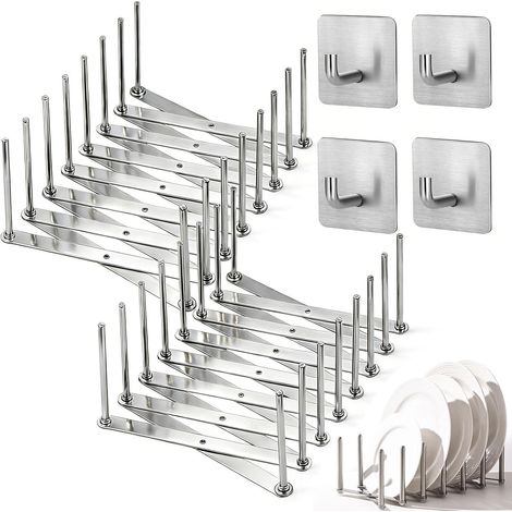 Support de Couvercle, Design Réglable, Acier Inoxydable, 2 Pcs Range Couvercle avec 7 Fentes Réglables pour Couvercles, Casseroles et Assiettes (1/5)