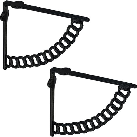 Set de 2 escuadras de hierro fundido decorativas 17,5 x 4 x 21 cm soporte práctico cocina salón dormitorio de hierro fundido negro 130016969 (1/4)