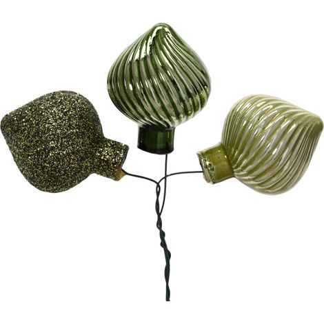 Pick decorativo in vetro su filo 3,2 x 3,2 x 4 cm verde assortito Peraga Christmas