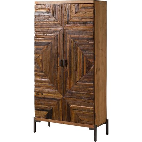 Armadio in legno riciclato 90x180x40 laccato naturale LYON 170