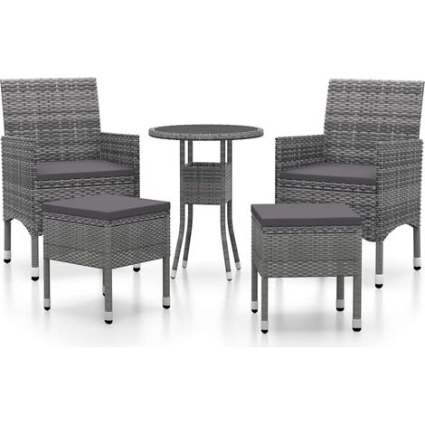 Maison Exclusive - 5-tlg. Garten-Lounge-Set Poly Rattan Grau (1/5)
