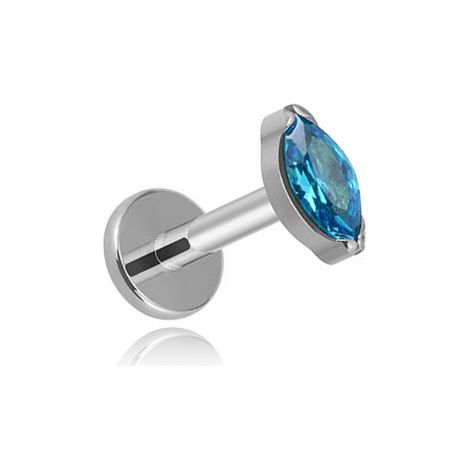Labret-Ohrring aus Titan in Tropfenform mit blauem Zirkonia (1,2/6 Zoll)