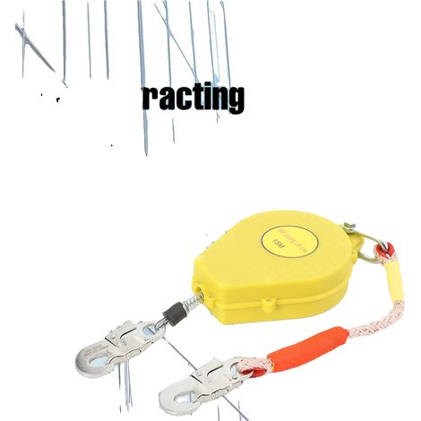 Cordino di sicurezza retrattile, 15 metri, fune zincata, moschettone M46-M10, omologazione verticale, sistema anticaduta (1/5)