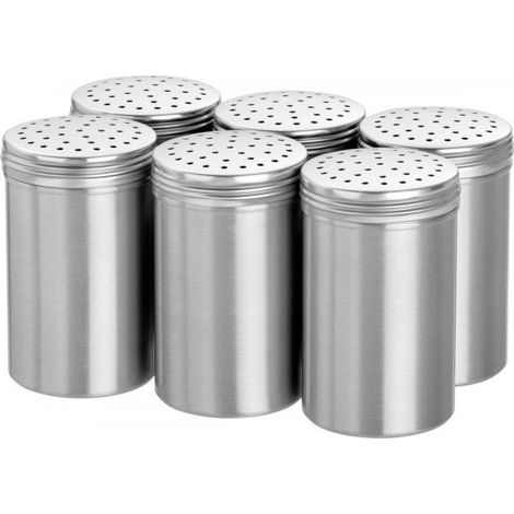Lot de 6 salières 300 ml en aluminium, couvercle à vis (1/2)