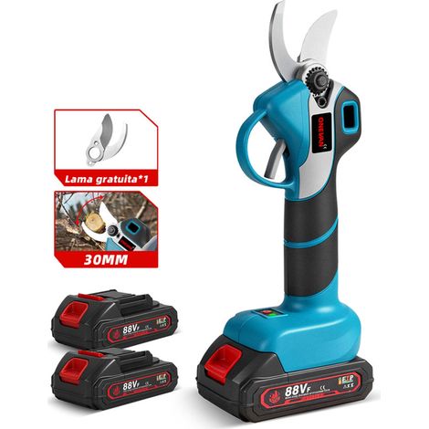 ONEVAN Cesoia elettrica senza fili, cesoia professionale a batteria da 30 mm con LCD, lama SK5, 2x2000 mAh, taglia rami per giardinaggio, vigneti, alberi da frutto