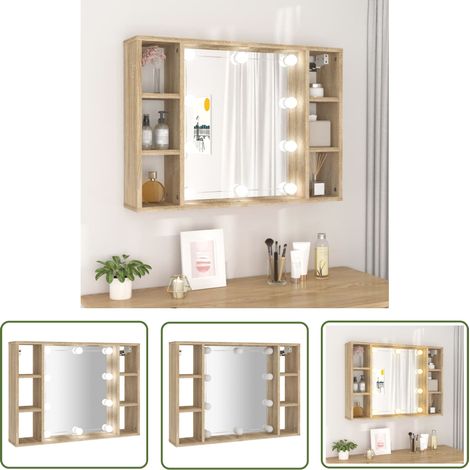 Maison Exclusive Spiegelschrank mit LED Sonoma-Eiche 76x15x55 cm