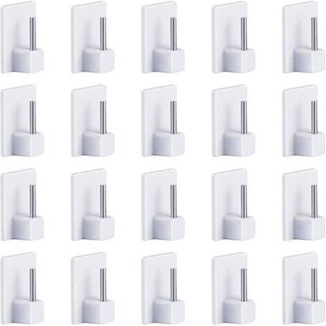 Lot de 20 crochets adhésifs pour rideaux – PVC et métal – Longueur 2,8 cm – Adhérence sur surfaces lisses – Installation facile (1/4)