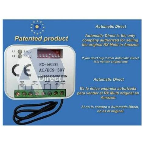 VURAHOME - Radio Récepteur Universelle RX Multi 433-900 Mhz Compatible avec FAAC, BFT, Nice, Sommer, Kartokner . (1/4)