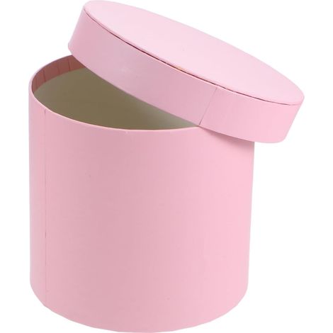 Boîte Ronde à Fleurs en Papier Rose Design Moderne Raffiné pour Bouquets Jardinière Polyvalente pour Célébrations D'anniversaire et Baby Showers (1/5)