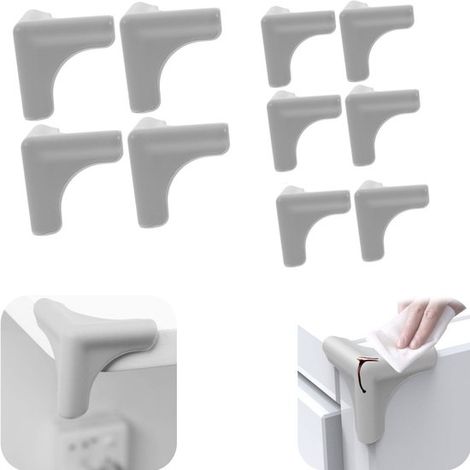 Protections de coins de table lot de 10 en silicone - coins antidérapants adhésifs pour meubles, gris, 4,5 x 1,4 cm (1/4)