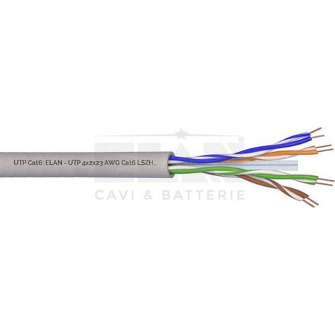 Elan Cavo per rete dati 100% Rame UTP CAT6 4x2x23AWG Scelta: 50M - 100M - 305M - 098233 50 Mt