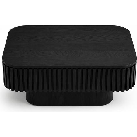 Mesa de centro rectangular de 98 cm con espacio de almacenaje oculto, negra (1/5)