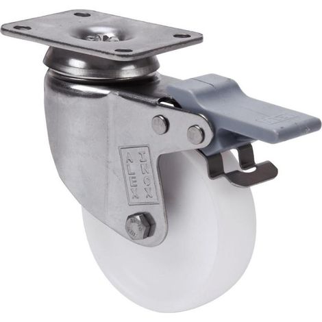 rueda giratora placa freno inox.10bhifd60-bp plastico blanco eje liso (1/2)