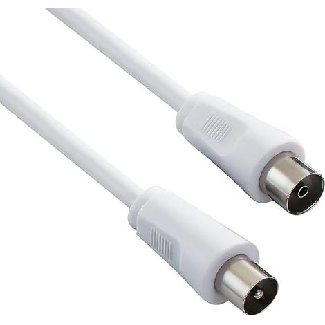 TV Antenna Cable Coaxial Compatible with Decoder, TV Sockets 75 Ohm White 10 Metres (1/5)