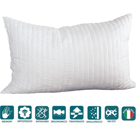EVERGREENWEB - Occasione Cuscino Fiocco Memory 42X72, ottimo per dolori cervicali, tessuto traspirante, 100% memory 42x72 - Guanciale modello saponetta, cuscino per il collo, adatto a tutti i materass (1/5)
