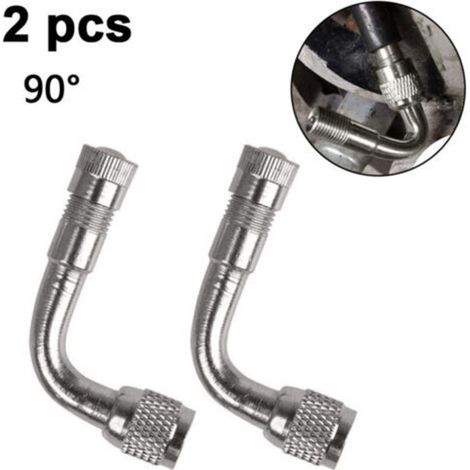 LaBlanc – Pack de 2 adaptateurs d'extension de tige de valve universels pour moto et scooter en laiton coudé, argent, 90 degrés (1/5)