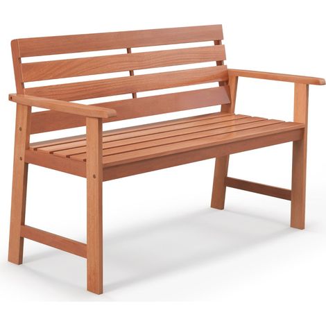 Panca da giardino 120,5 x 64 x 84 cm comoda seduta ergonomica stile scandinavo naturale legno duro 200021023