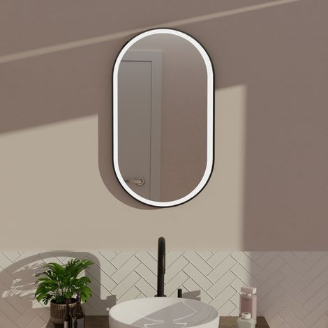 LOMAZOO Miroir de salle de bain ovale avec éclairage - 40 x 70 cm