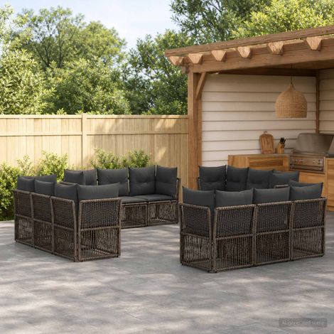 Set Divano da Giardino 12 pcs Grigio polyrattan vidaXL (1/5)