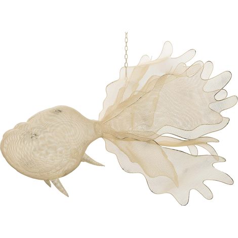 Figurine de poisson suspendue en métal blanc 98 x 77 x 62 cm (1/2)