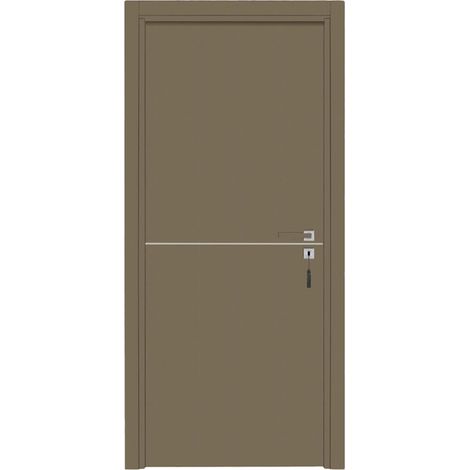 Bloc-porte pose fin de chantier collection PREMIUM Riva, H.204 x l.93 cm, aspect cuir lichen, réversible