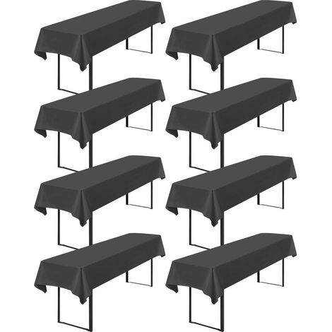 8er-Pack Tischdecke Bierzeltgarnitur 100x250cm Dunkelgrau Wasserdicht & Pflegeleicht