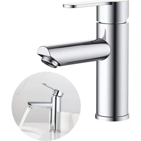 Mitigeur Lavabo Inox – Robinet Monotrou avec Raccord G1/2 pour Salle de Bain et Cuisine Moderne (1/5)