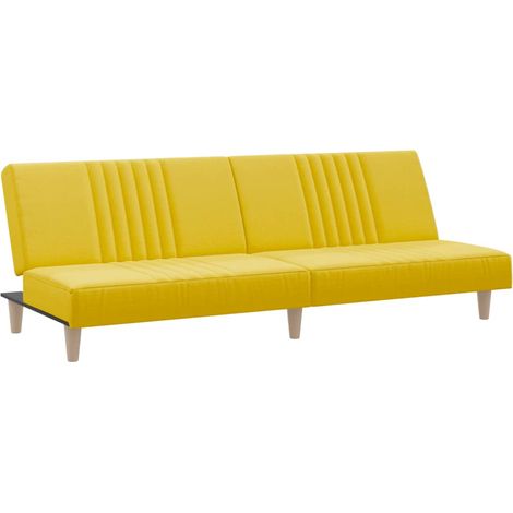 Canapé-lit jaune clair tissu (1/5)