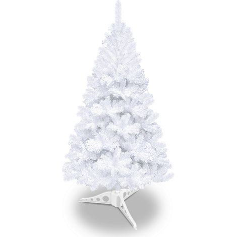 Randaco 120cm Sapin de Noël Artificiel,Sapin Artificiel 220 Branches pour Décoration Noël avec Support,blanc (1/5)