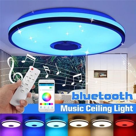 60W LED Ceiling Light with Bluetooth, Music, and RGB Speaker, 34cm + Remote Control, 220V (1/4)