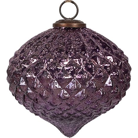 Boule de Noël en Verre Violette Décoration pour Sapin de Noël Romantique 15x12 cm - PANGIVO (1/2)