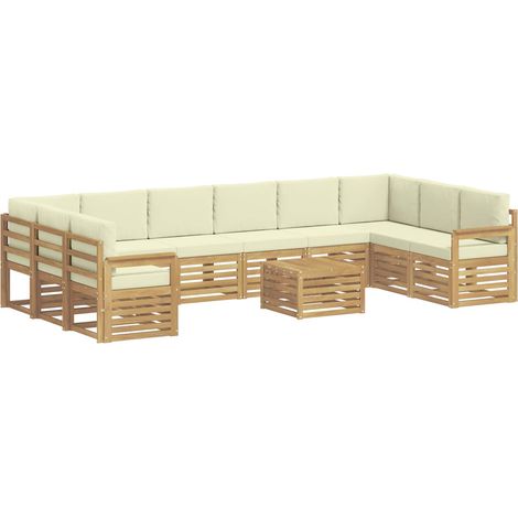 Ensemble de canapés d'extérieur 8 pc Blanc et Crème Polyester vidaXL (1/5)