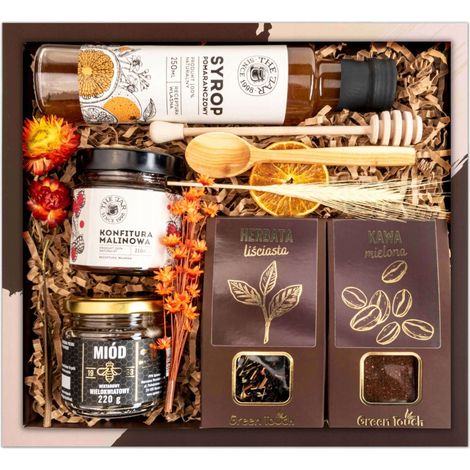 Geschenkkorb-Set mit Tee, Kaffee, Konfitüren, Geschenkbox, Konfitüren (1/5)