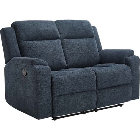 ORKA 2 SEATER FABRIC MANUAL RECLINER SOFA (Blue)
