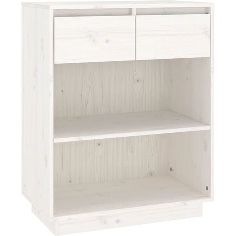 Armoire console meuble de rangement Blanc 60x34x75 cm Bois de pin solide -63974 (1/5)