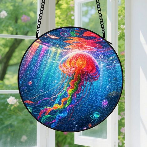 Capteur de Soleil en Vitrail Décoration Spirituelle pour Maison 20cm (1/4)