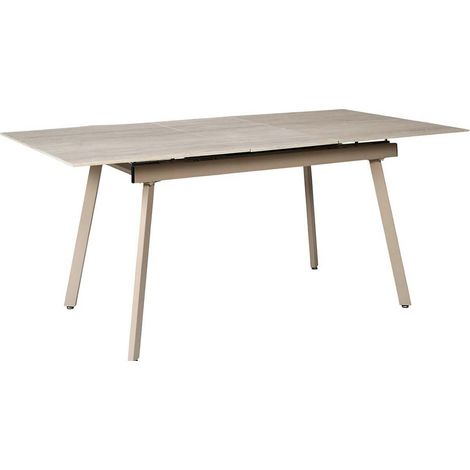 Table à Manger Extensible "Pietra" 140-180cm Beige (1/5)